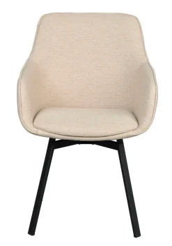 Alison karmstol ljusbeige tyg/svarta metallben snurr