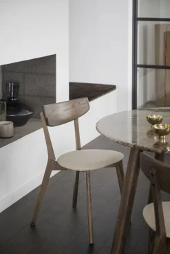 Ami stol brun ek/beige tyg