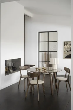 Ami stol brun ek/beige tyg