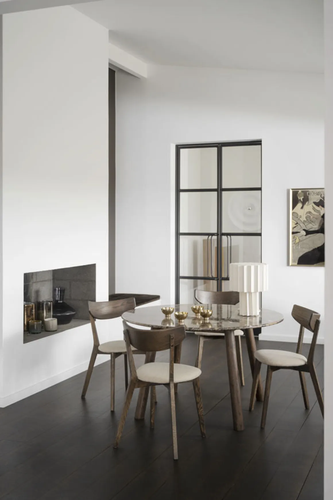 Ami stol brun ek/beige tyg
