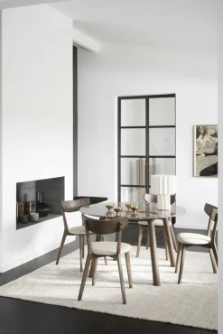 Ami stol brun ek/beige tyg