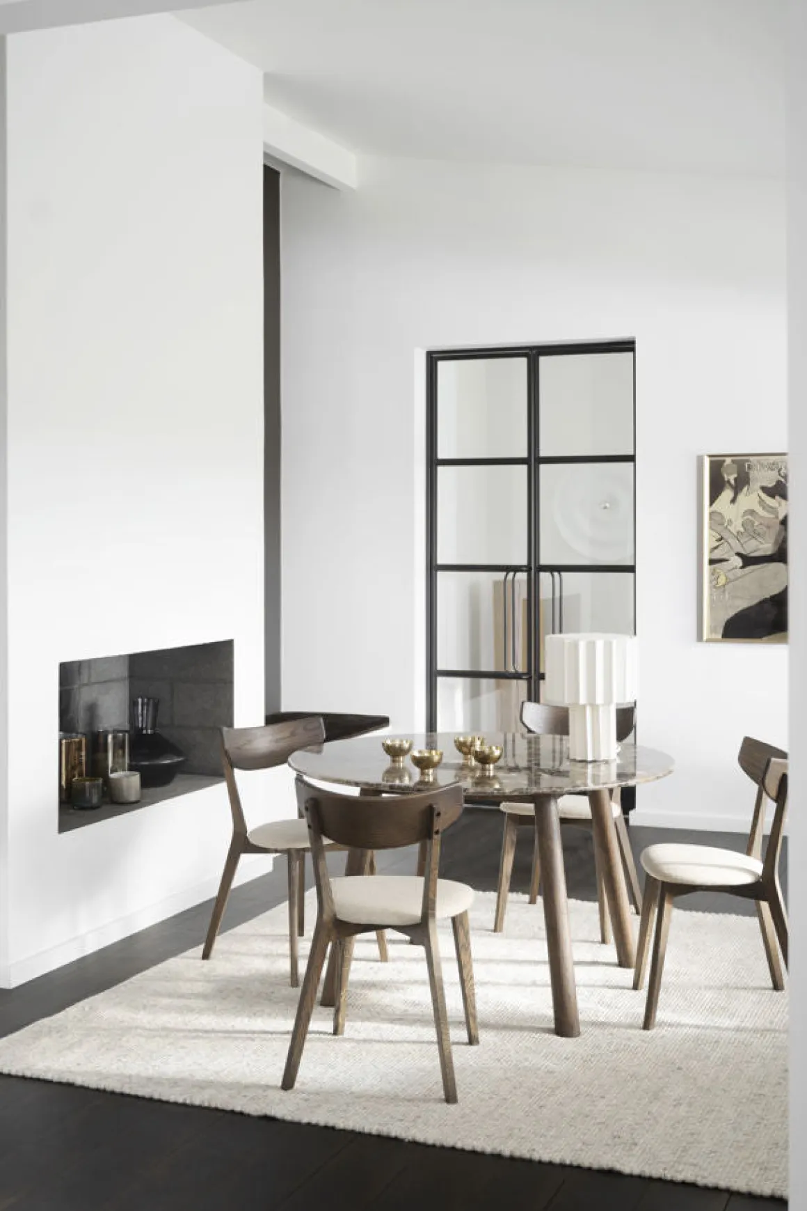 Ami stol brun ek/beige tyg
