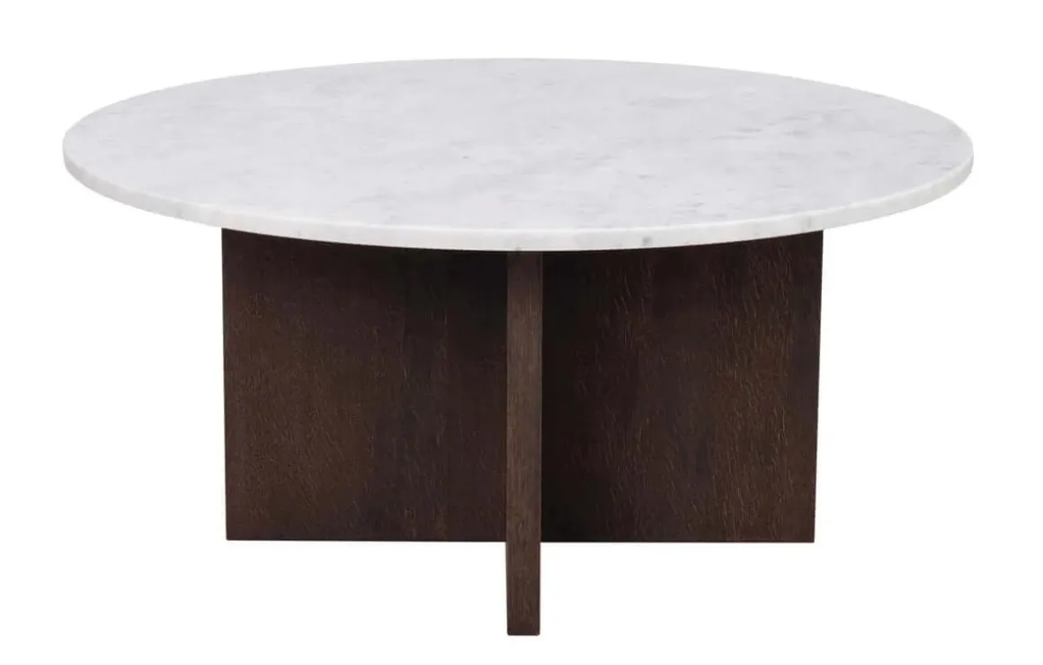 BROOKSVILLE SOFFBORD RUND BRUN/VIT MARMOR 90cm