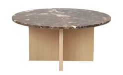 BROOKSVILLE SOFFBORD RUND VITPIGMENTERAD/BRUN MARMOR 90cm