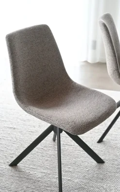 Dunmore stol mörkbeige tyg/svart metall snurr-tilt