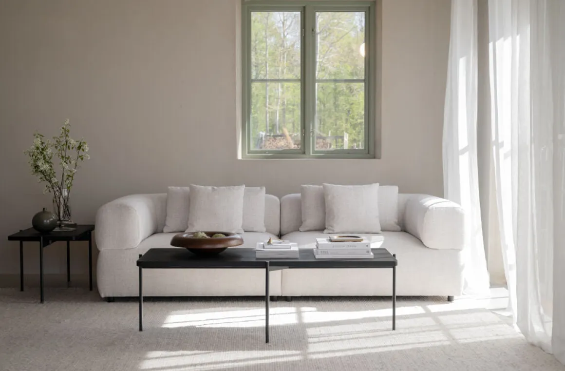 Falkner soffa 3-sits ljusbeige tyg Oscar #1 (k3)