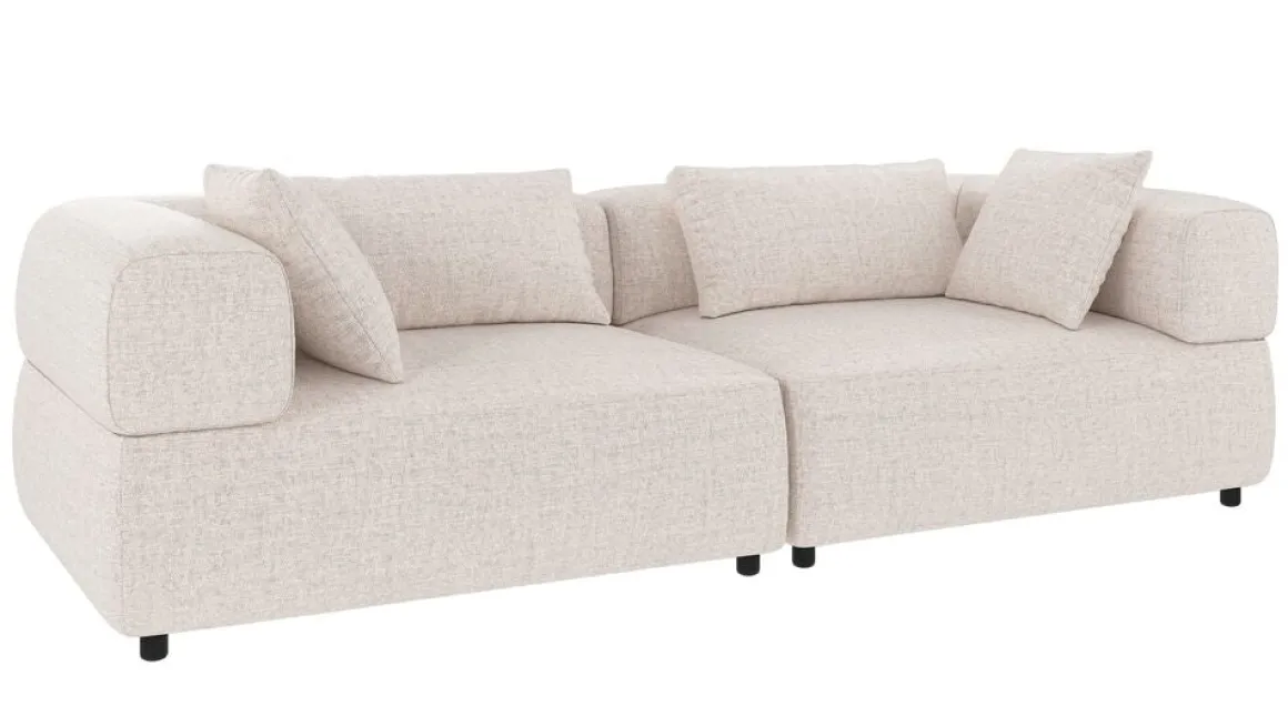 Falkner soffa 3-sits ljusbeige tyg Oscar #1 (k3)