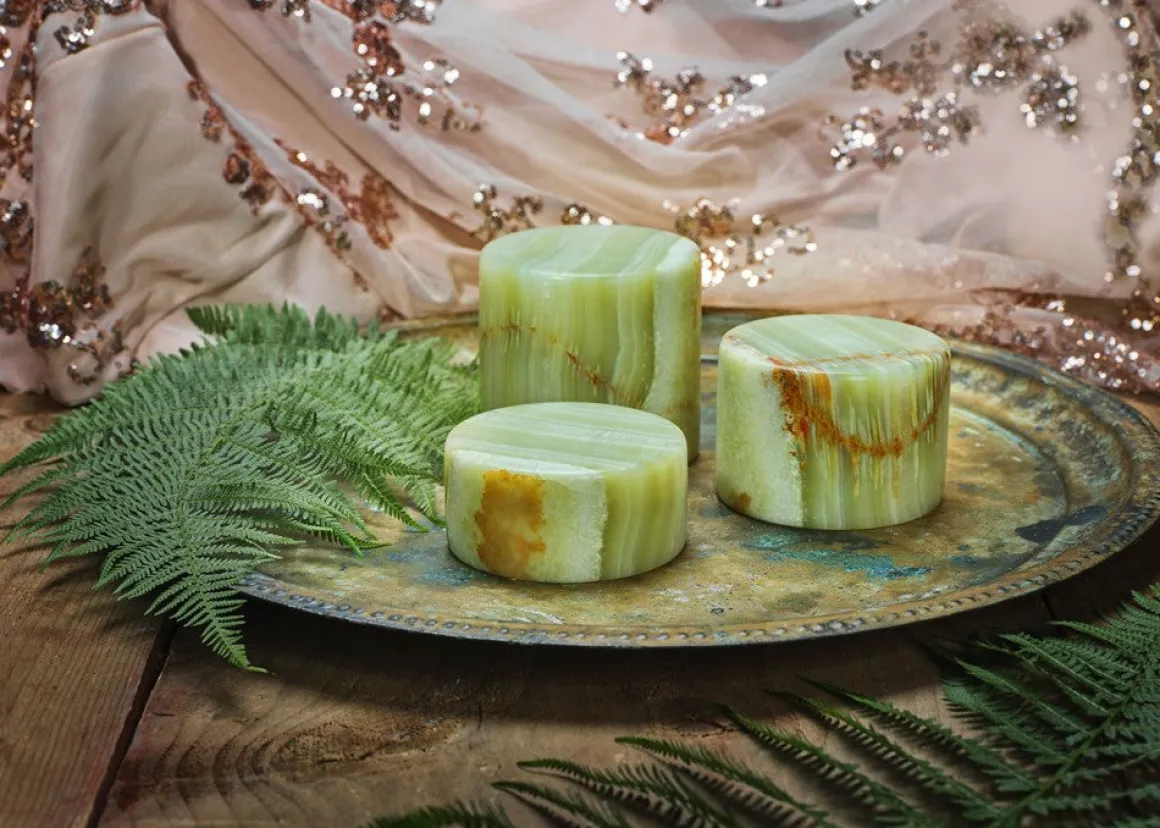 JADE – Grön Silk Matt Bordsljus i äkta marmor