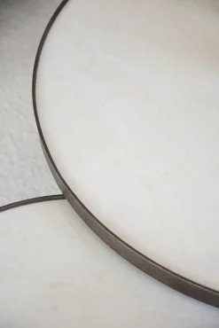 Marsden soffbord runt Ø60 beige keramik/brun ek