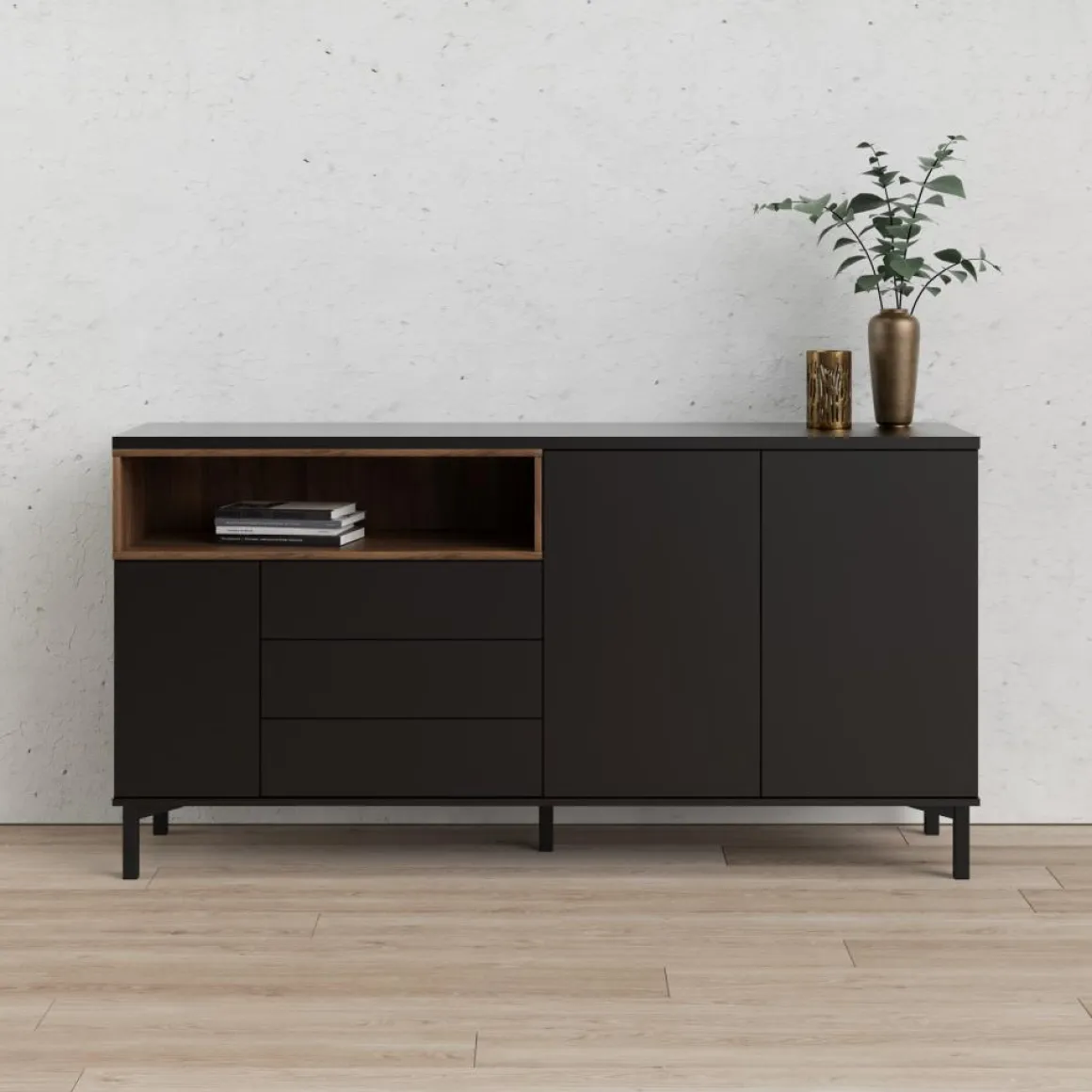 Roomers Sideboard Svart/Valnöt