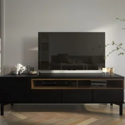 Roomers TV-bänk Svart/Valnöt