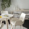 Taransay matbord Ø125 beige travertin/vitpigmenterad ek