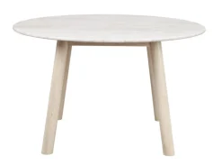 Taransay matbord Ø125 beige travertin/vitpigmenterad ek
