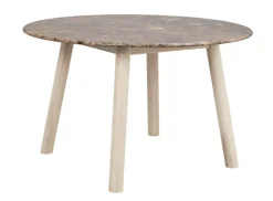 Taransay matbord Ø125 brun marmor/vitpigmenterad ek