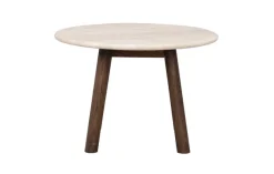 Taransay soffbord Ø60 beige travertin/brun ek