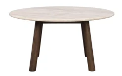 Taransay soffbord Ø90 beige travertin/brun ek