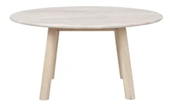 Taransay soffbord Ø90 beige travertin/vitpigmenterad ek